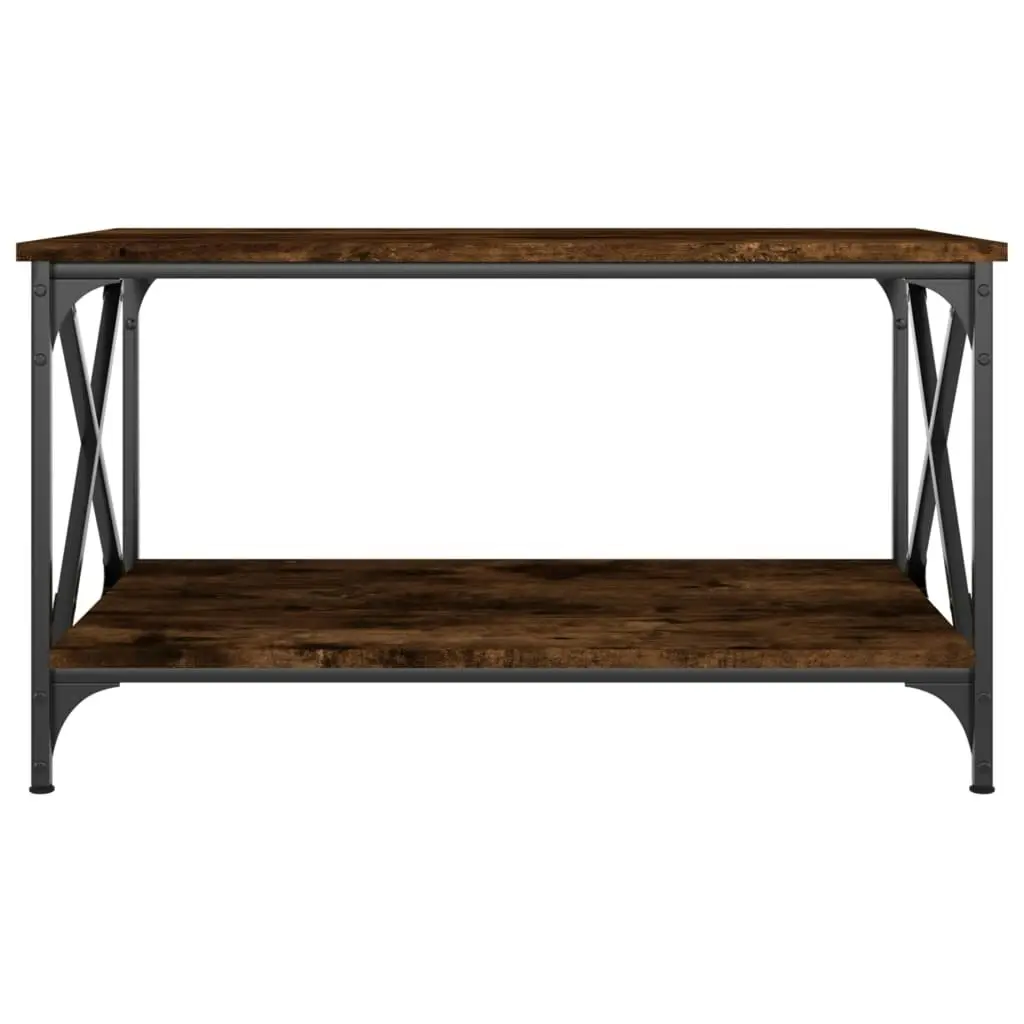 Coffee Table Smoked Oak 80x50x45 cm Engineered Wood and Iron 823319