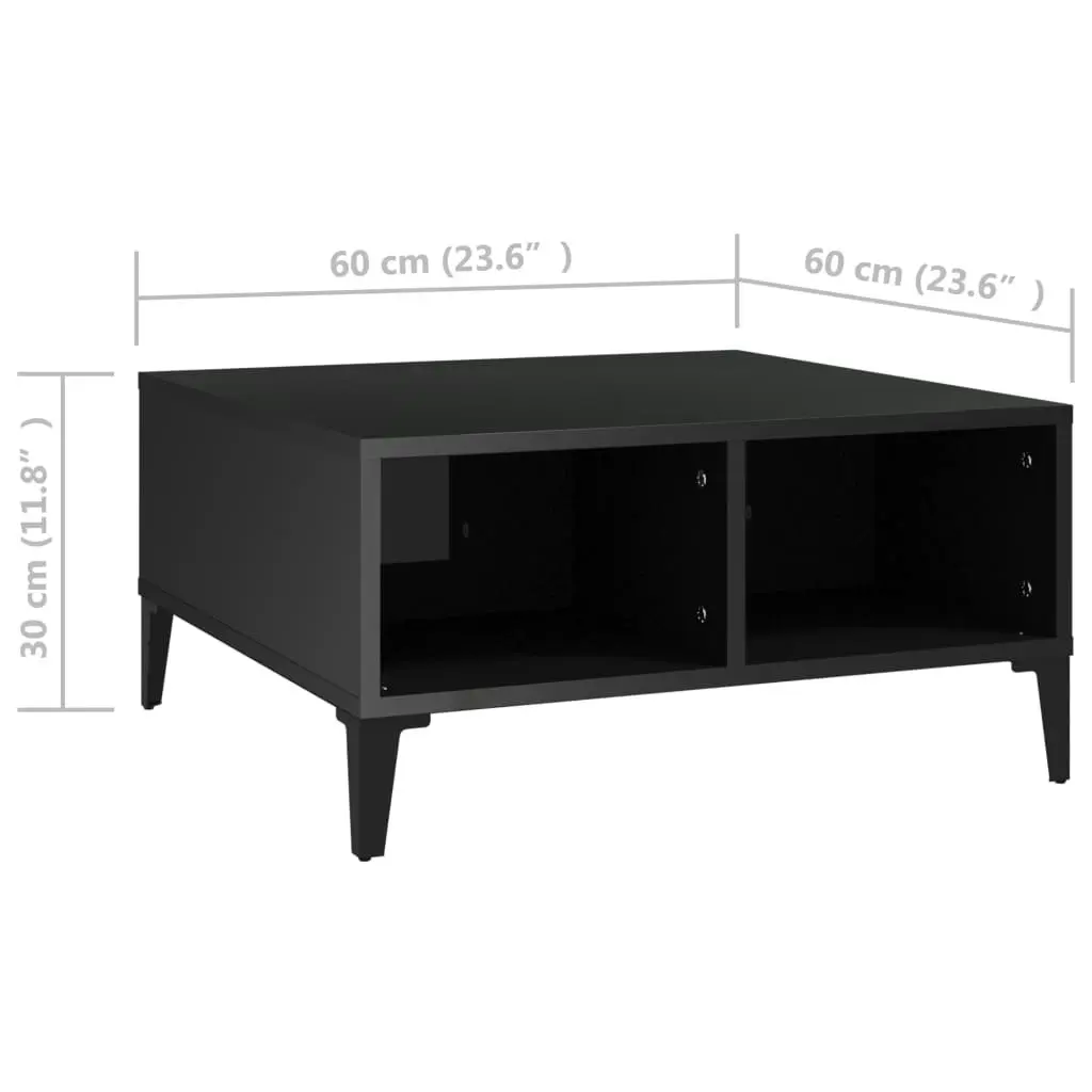 Coffee Table High Gloss Black 60x60x30 cm Engineered Wood 805993