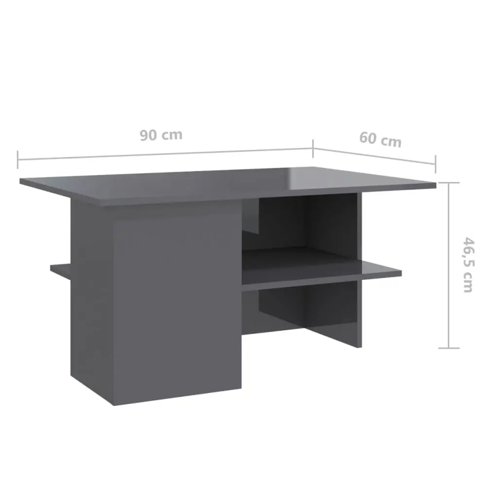 Coffee Table High Gloss Grey 90x60x46.5 cm Engineered Wood 806857