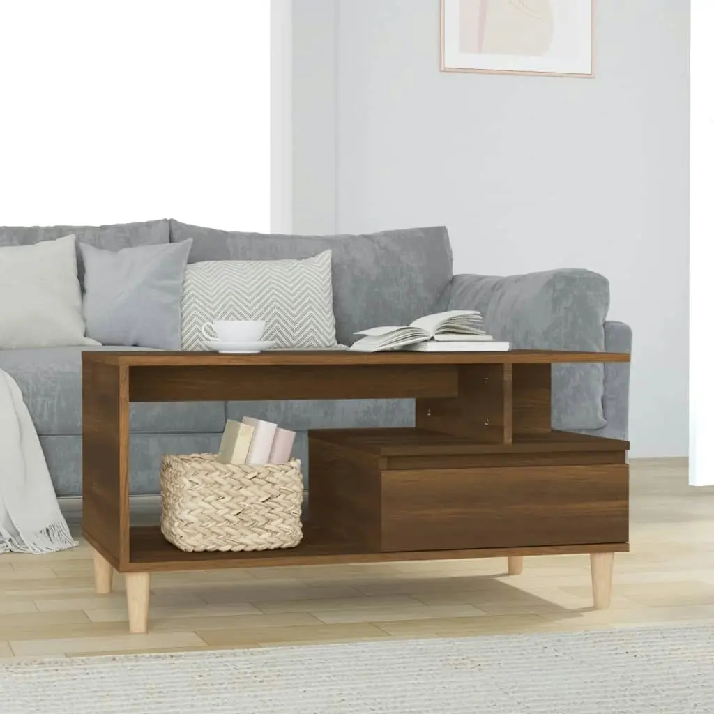 Coffee Table Brown Oak 90x49x45 cm Engineered Wood 819619