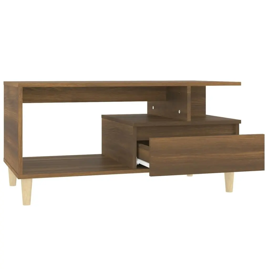 Coffee Table Brown Oak 90x49x45 cm Engineered Wood 819619