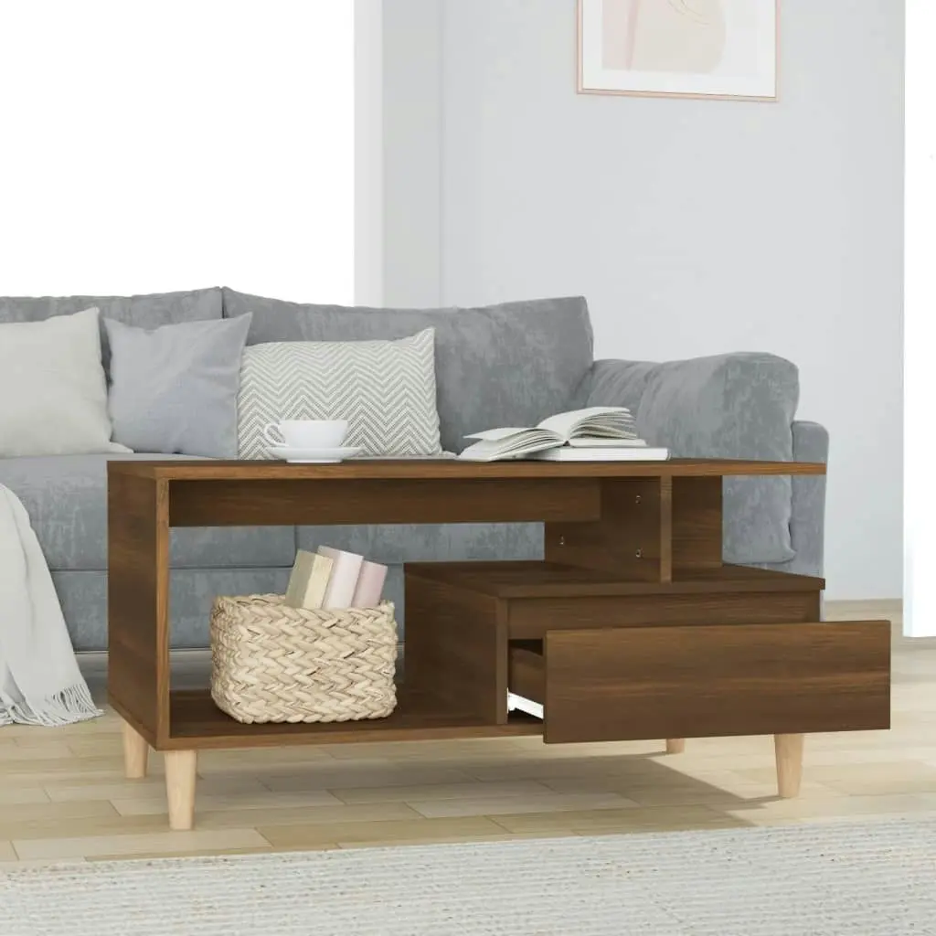 Coffee Table Brown Oak 90x49x45 cm Engineered Wood 819619