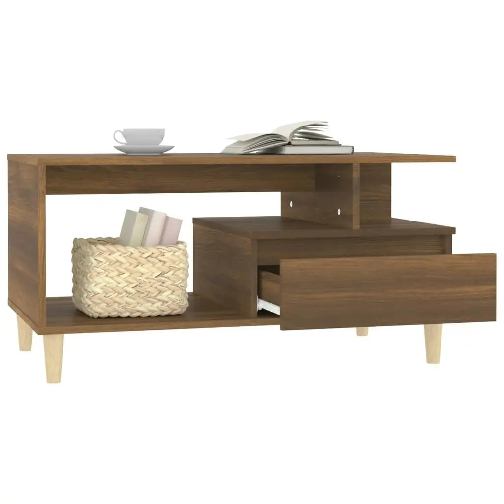 Coffee Table Brown Oak 90x49x45 cm Engineered Wood 819619