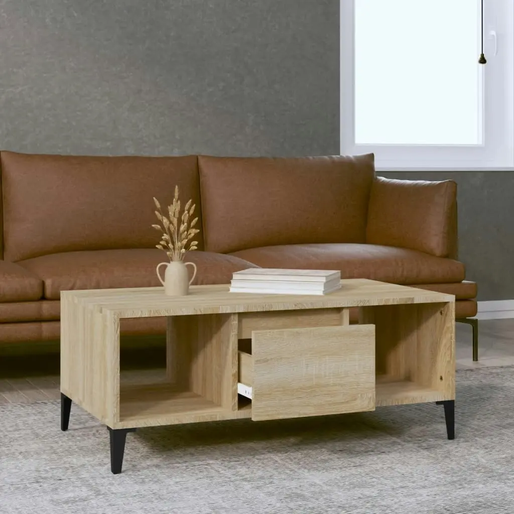 Coffee Table Sonoma Oak 90x50x36.5 cm Engineered Wood 821071