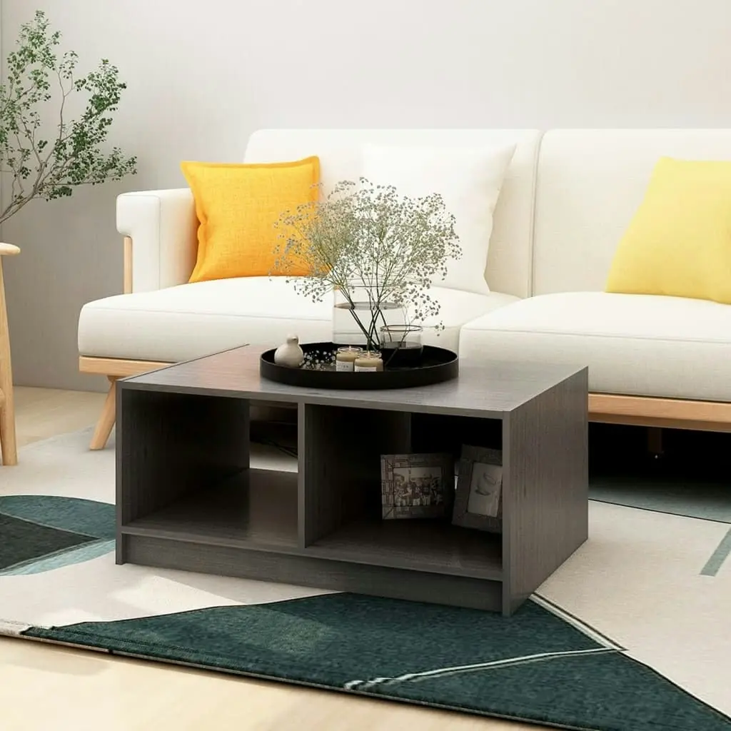 Coffee Table Grey 75x50x33.5 cm Solid Pinewood 809908