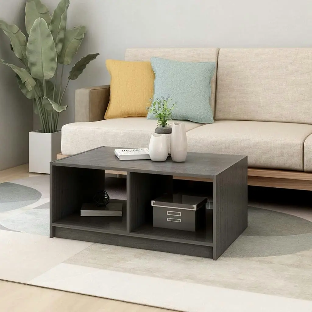 Coffee Table Grey 75x50x33.5 cm Solid Pinewood 809908