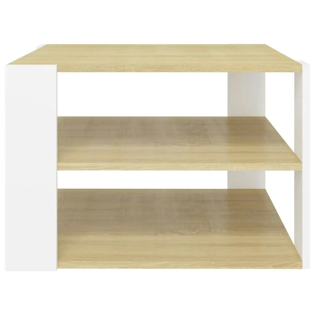 Coffee Table Sonoma Oak and White 60x60x40 cm Engineered Wood 806324