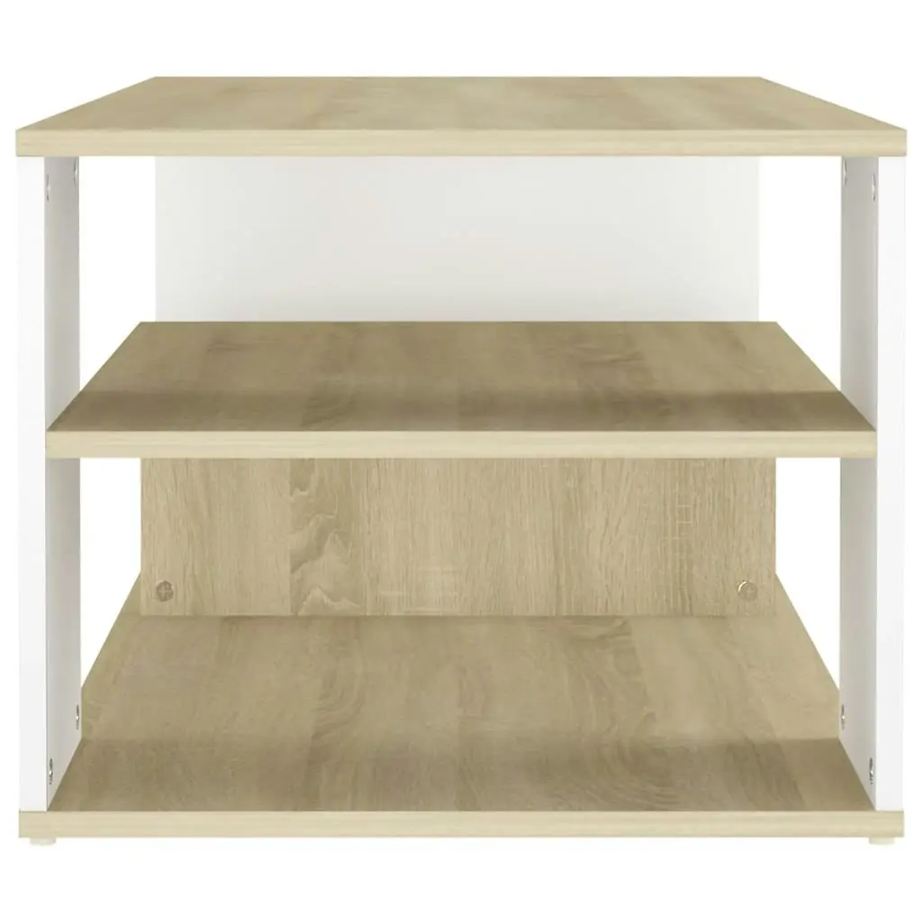 Coffee Table White and Sonoma Oak 100x50x40 cm Engineered Wood 806926