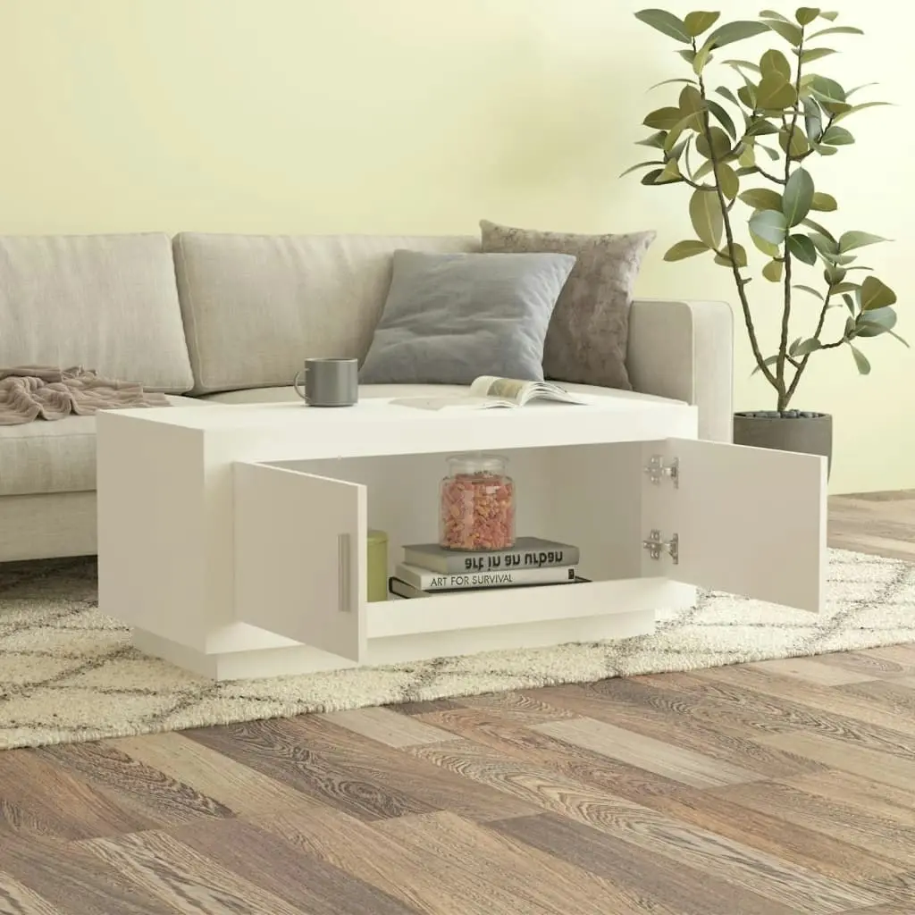 Coffee Table White 102x50x45 cm Engineered Wood 811808