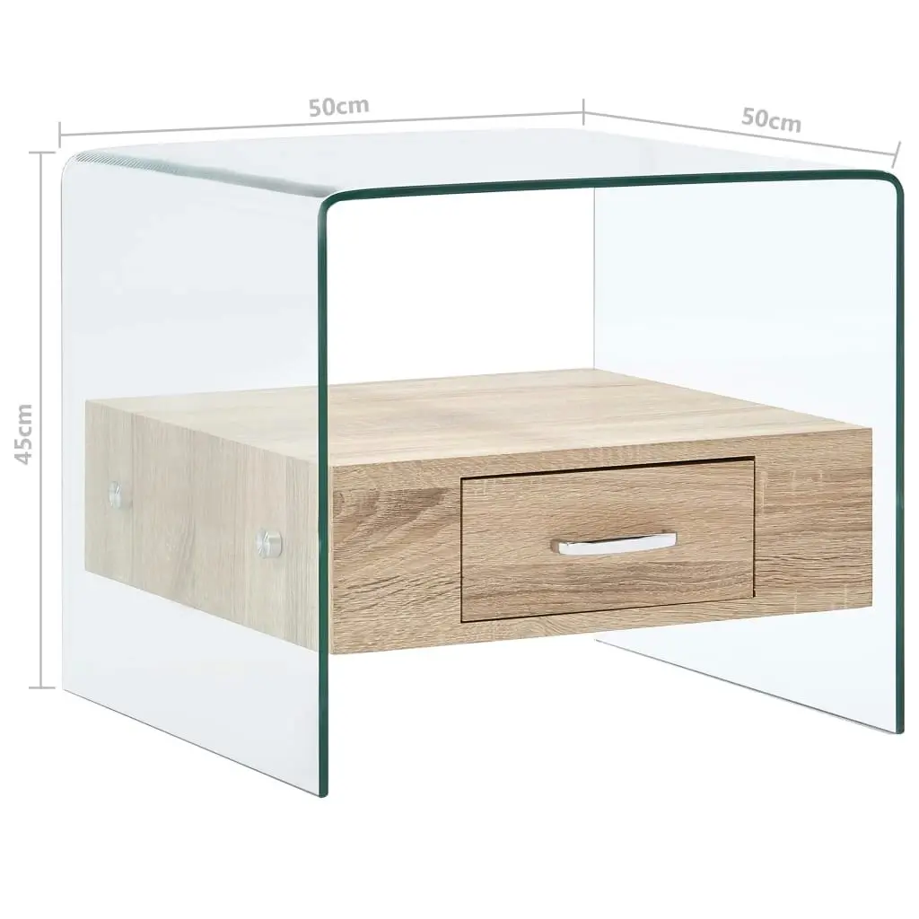 Coffee Table with Drawer 50x50x45 cm Tempered Glass 284724