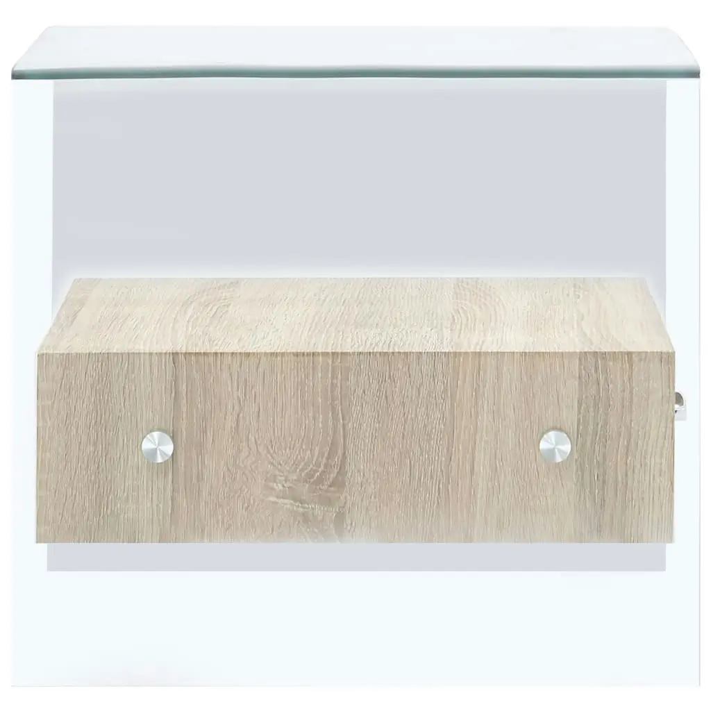 Coffee Table with Drawer 50x50x45 cm Tempered Glass 284724