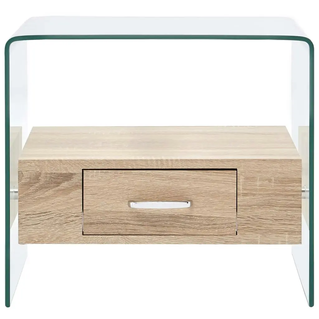 Coffee Table with Drawer 50x50x45 cm Tempered Glass 284724