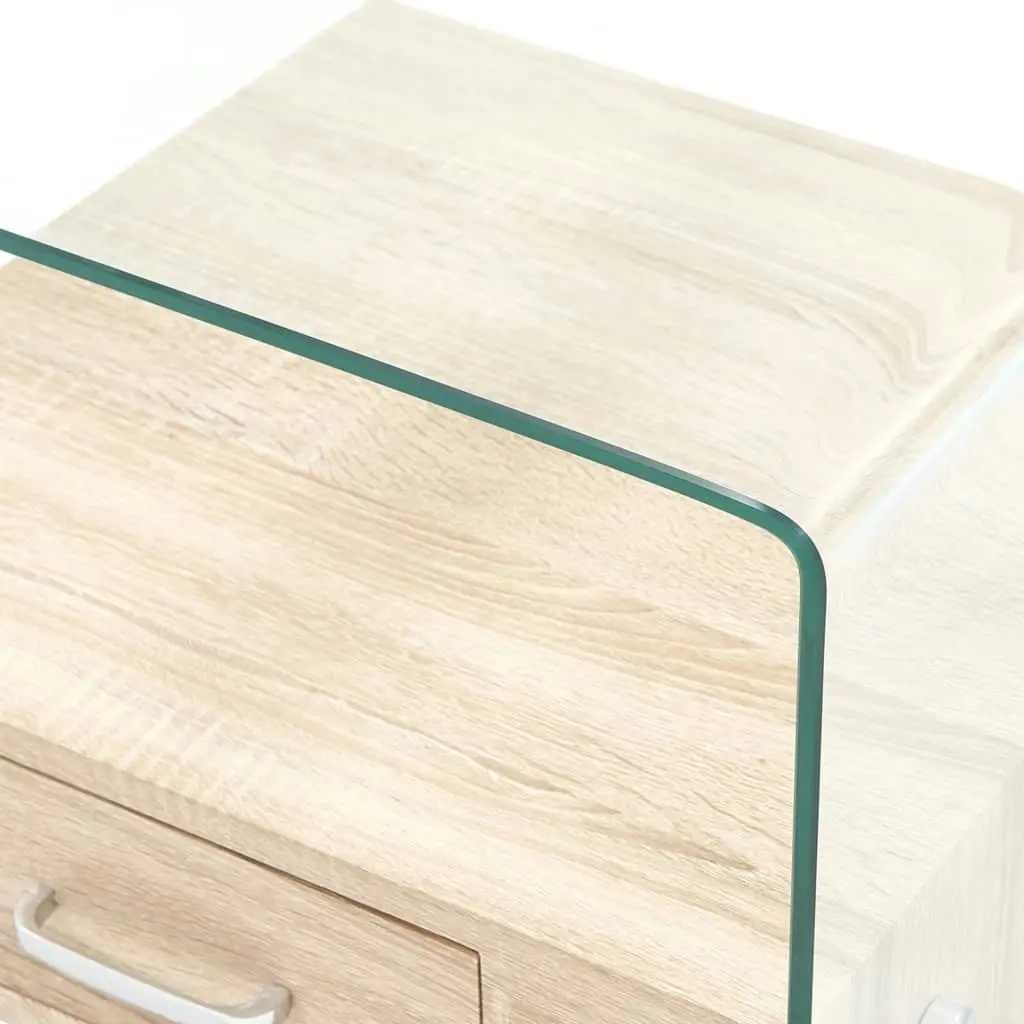 Coffee Table with Drawer 50x50x45 cm Tempered Glass 284724