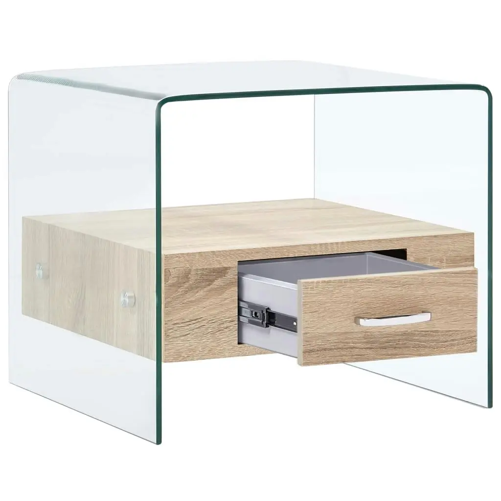 Coffee Table with Drawer 50x50x45 cm Tempered Glass 284724