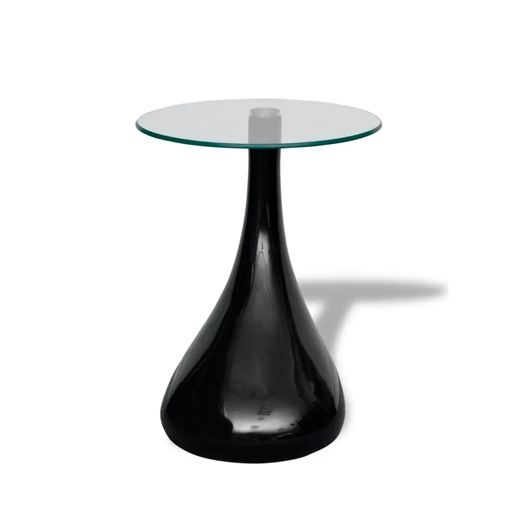 Coffee Table with Round Glass Top High Gloss Black 240321