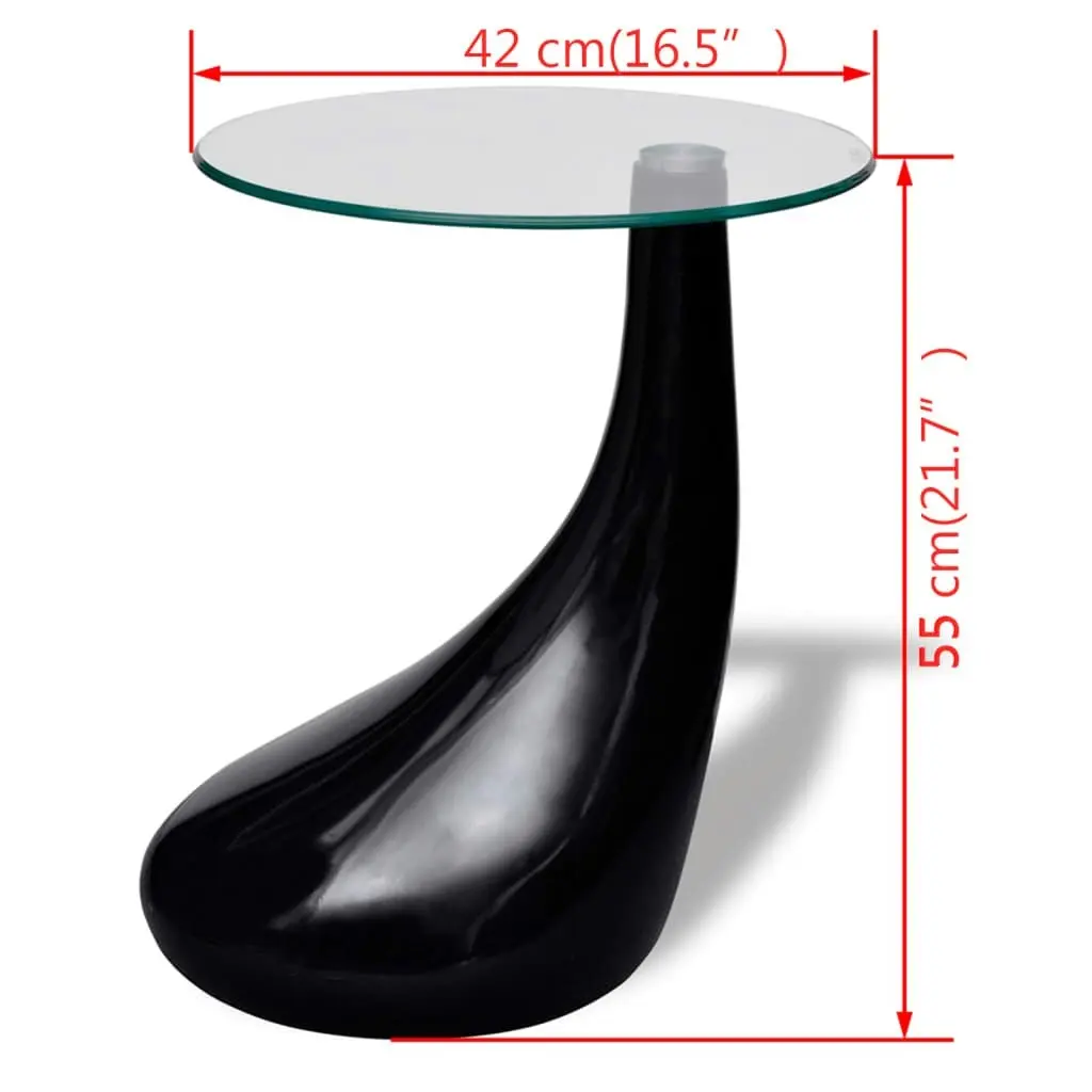 Coffee Table with Round Glass Top High Gloss Black 240321