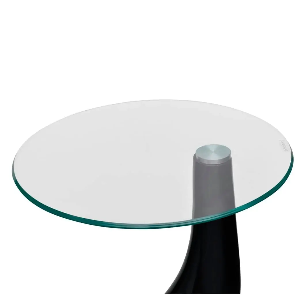 Coffee Table with Round Glass Top High Gloss Black 240321