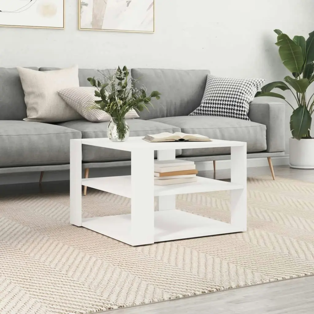 Coffee Table White 59.5x59.5x40 cm Engineered Wood 834245