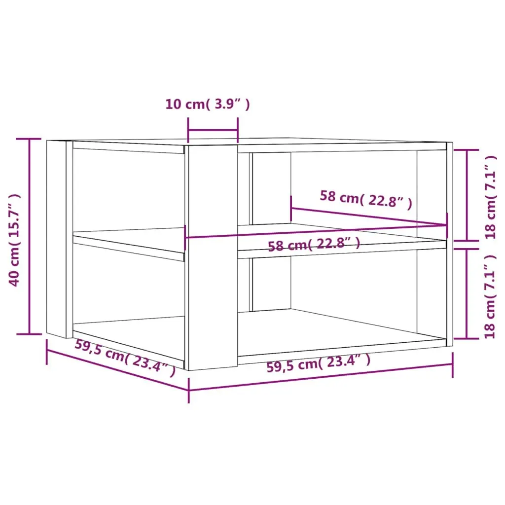 Coffee Table White 59.5x59.5x40 cm Engineered Wood 834245