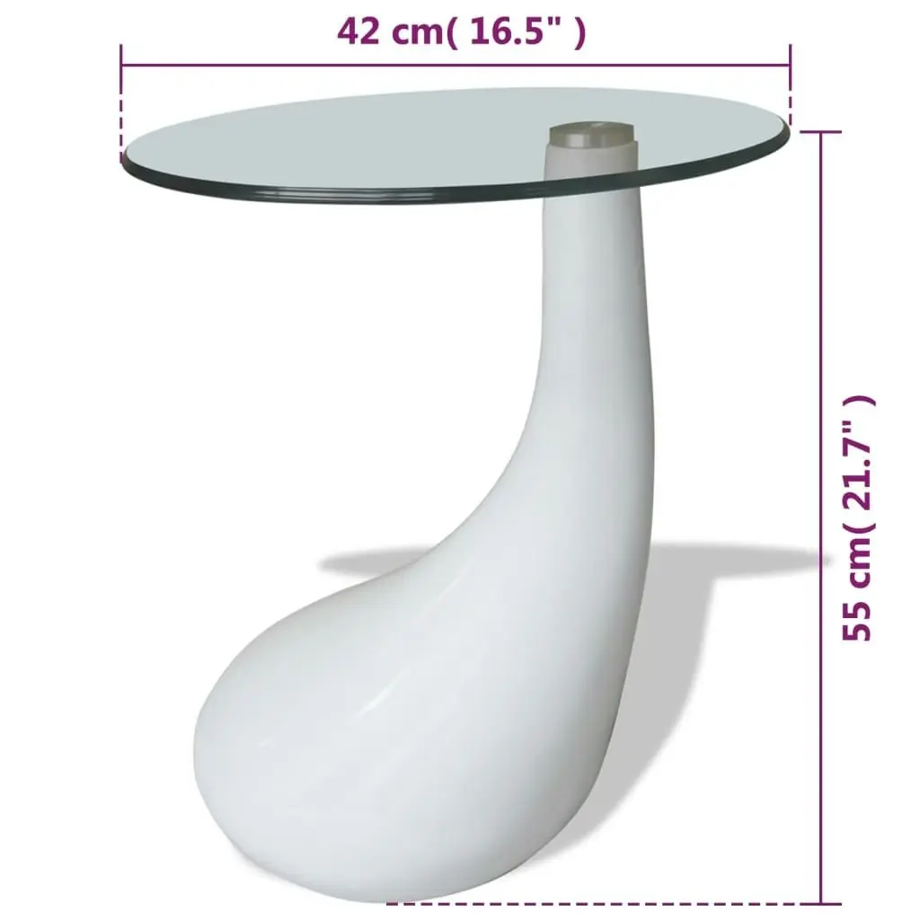 Coffee Table with Round Glass Top High Gloss White 240320