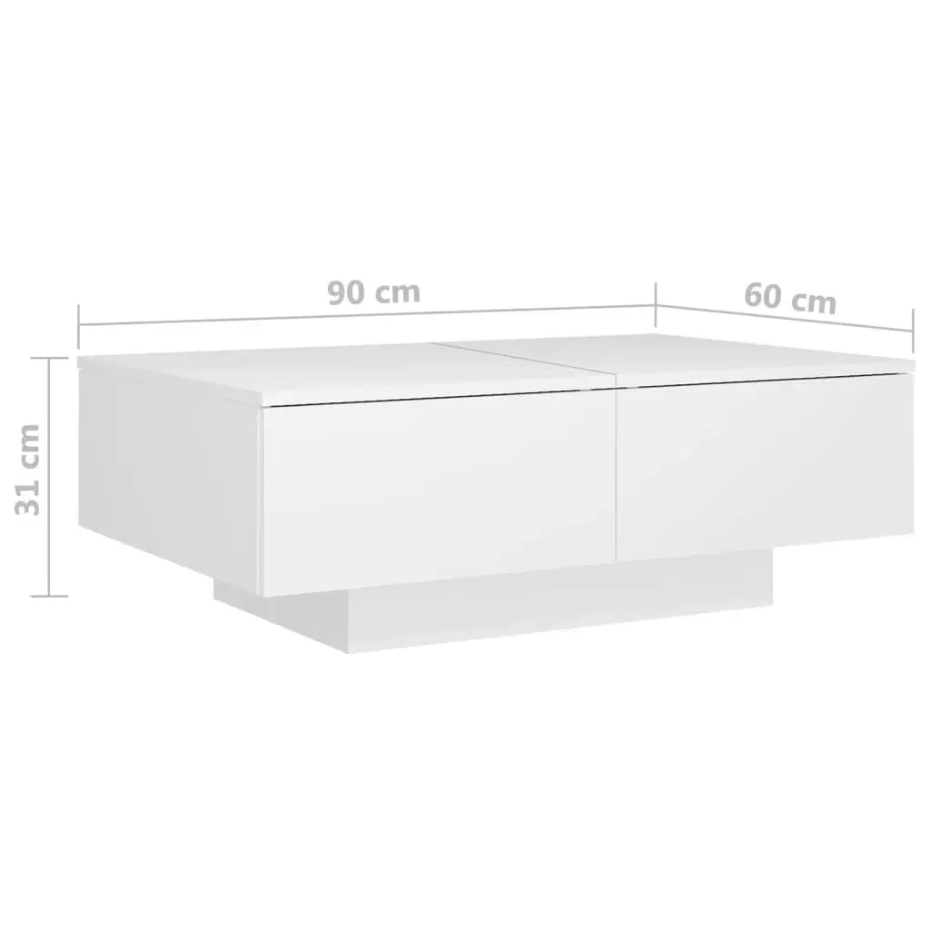 Coffee Table White 90x60x31 cm Engineered Wood 804175