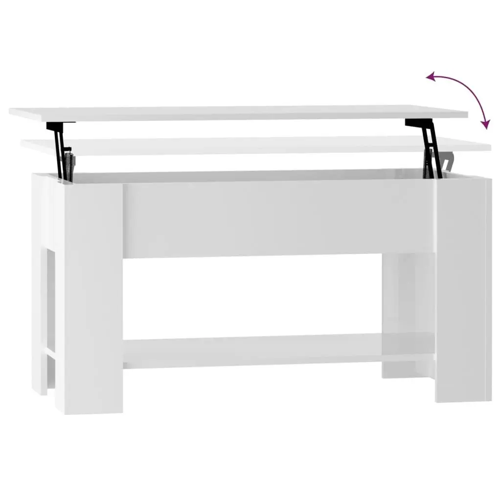 Coffee Table High Gloss White 101x49x52 cm Engineered Wood 809707