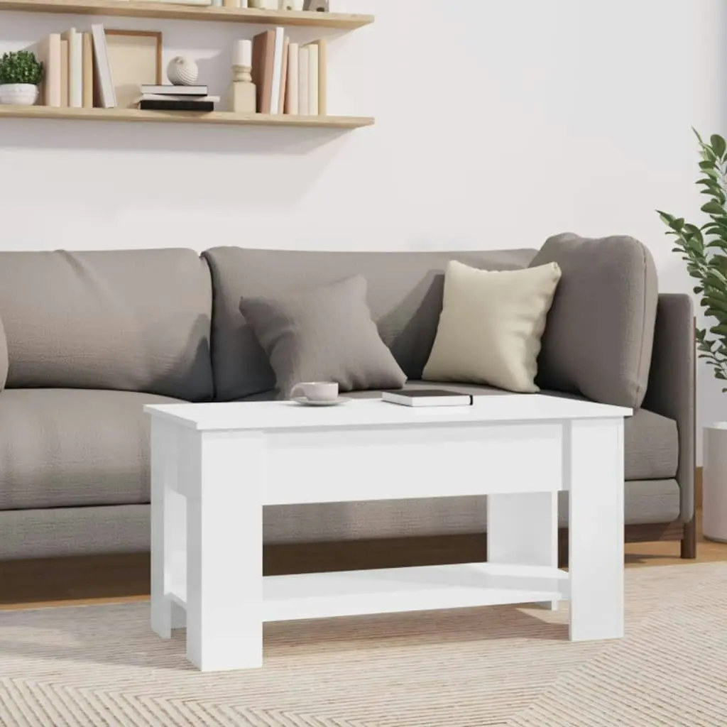 Coffee Table High Gloss White 101x49x52 cm Engineered Wood 809707