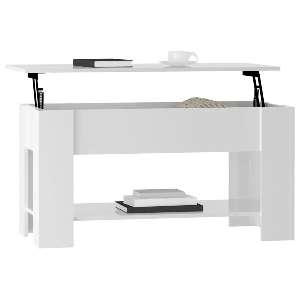 Coffee Table High Gloss White 101x49x52 cm Engineered Wood 809707