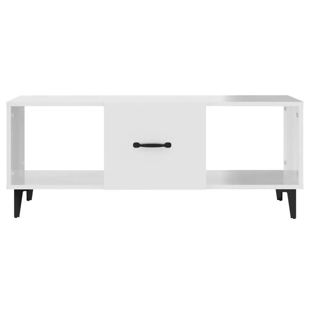 Coffee Table High Gloss White 102x50x40 cm Engineered Wood 812705