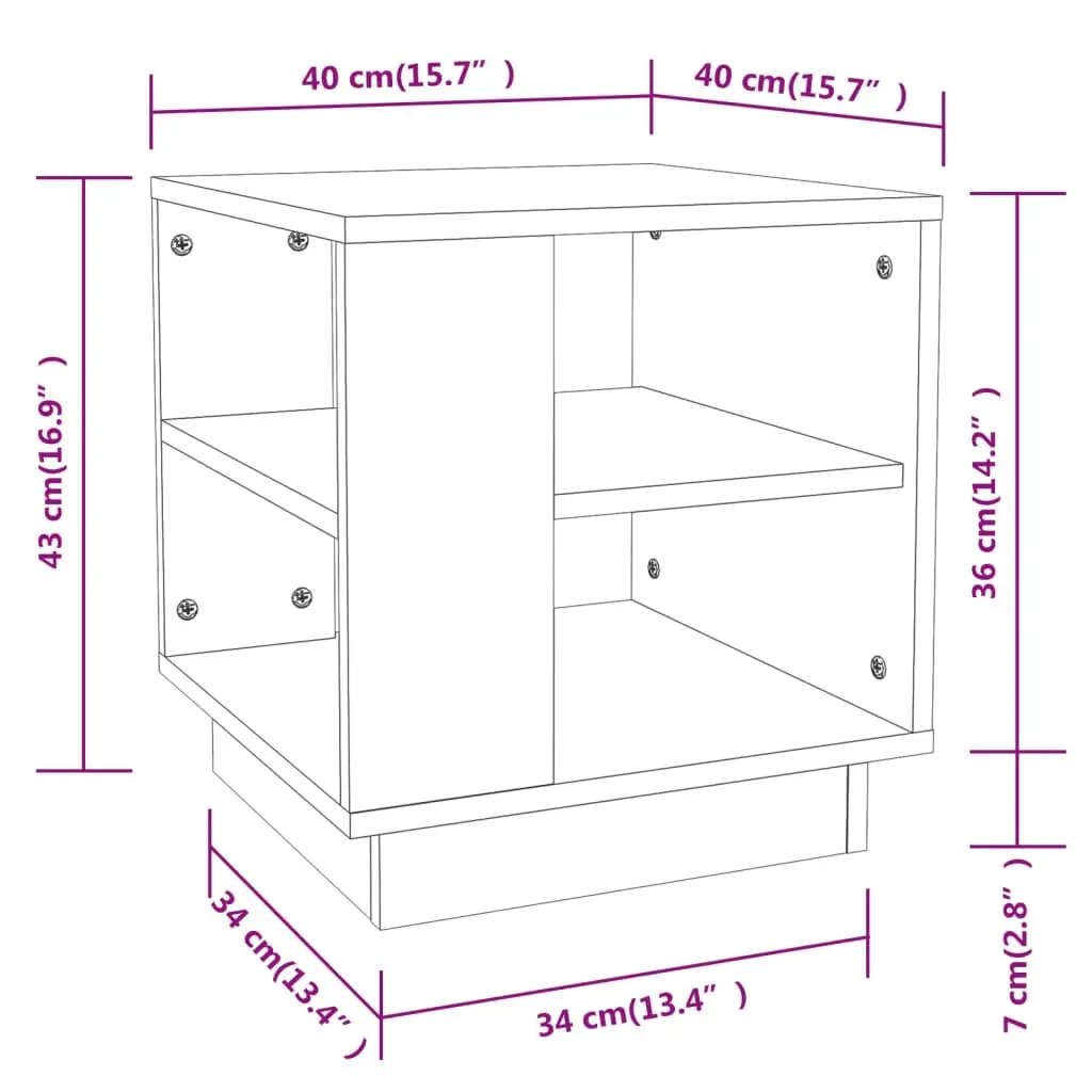 Coffee Table Smoked Oak 40x40x43 cm Engineered Wood 813089