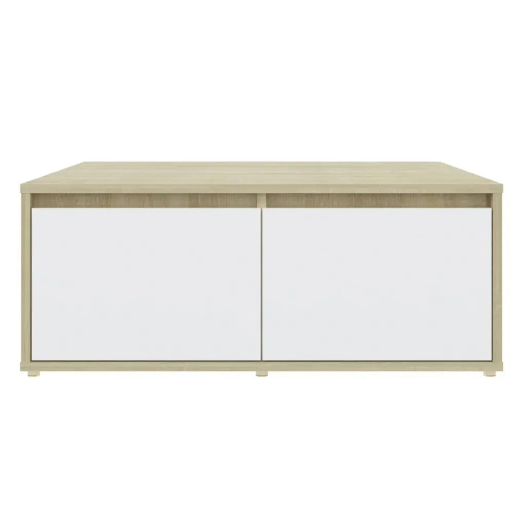 Coffee Table White and Sonoma Oak 80x80x31 cm Engineered Wood 806881