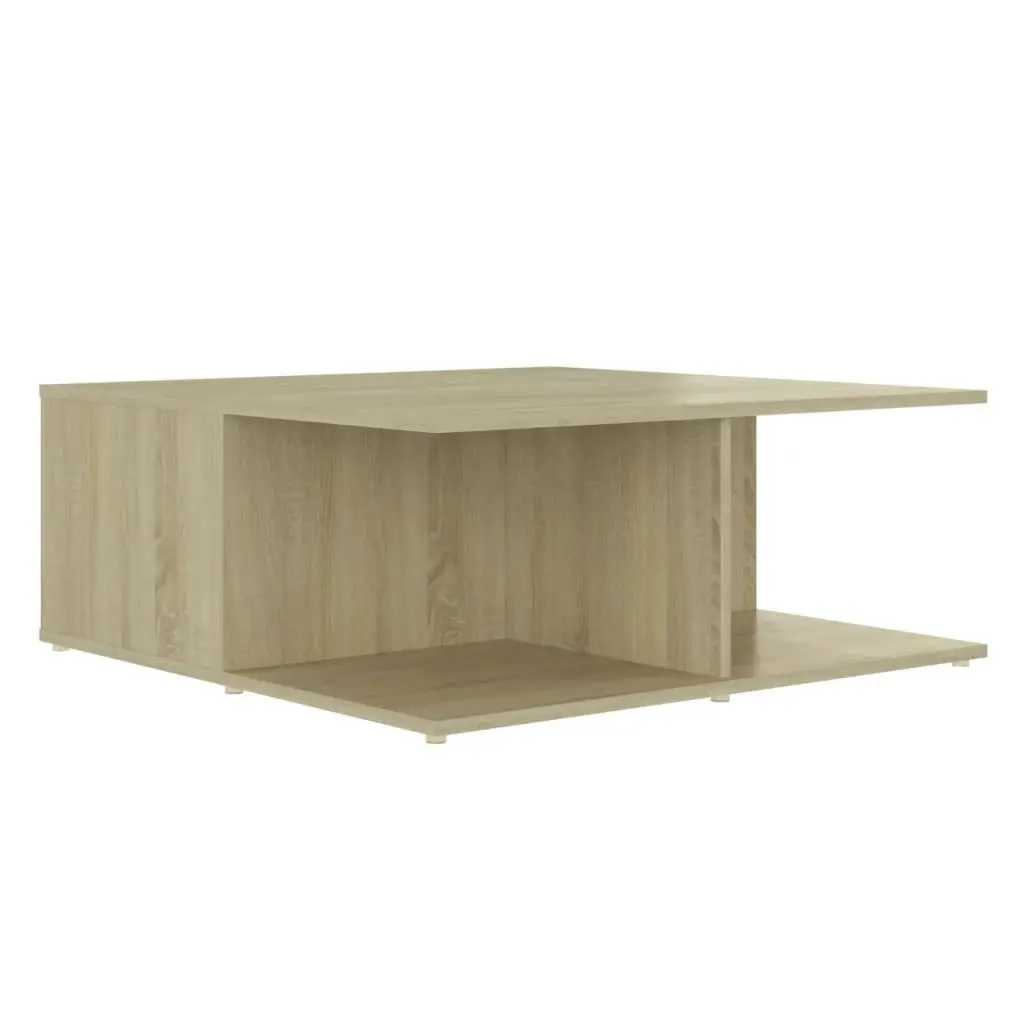 Coffee Table White and Sonoma Oak 80x80x31 cm Engineered Wood 806881