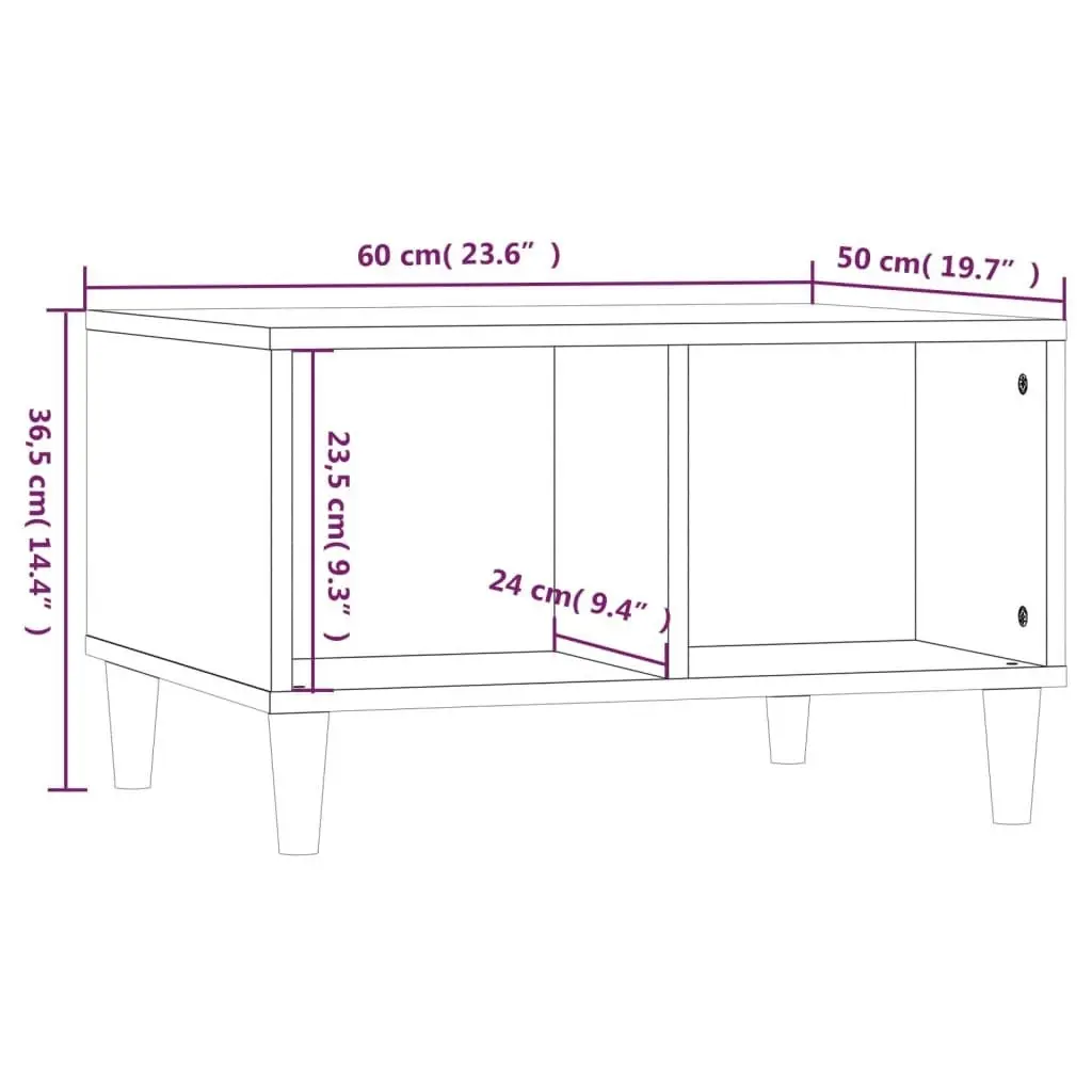 Coffee Table White 60x50x36.5 cm Engineered Wood 821028