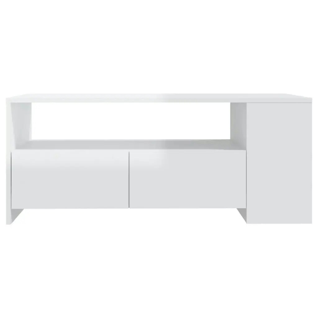 Coffee Table High Gloss White 102x55x42 cm Engineered Wood 810923