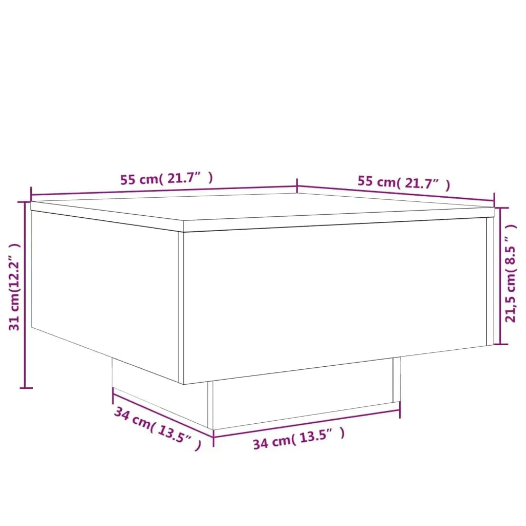 Coffee Table White 55x55x31 cm Engineered Wood 836567