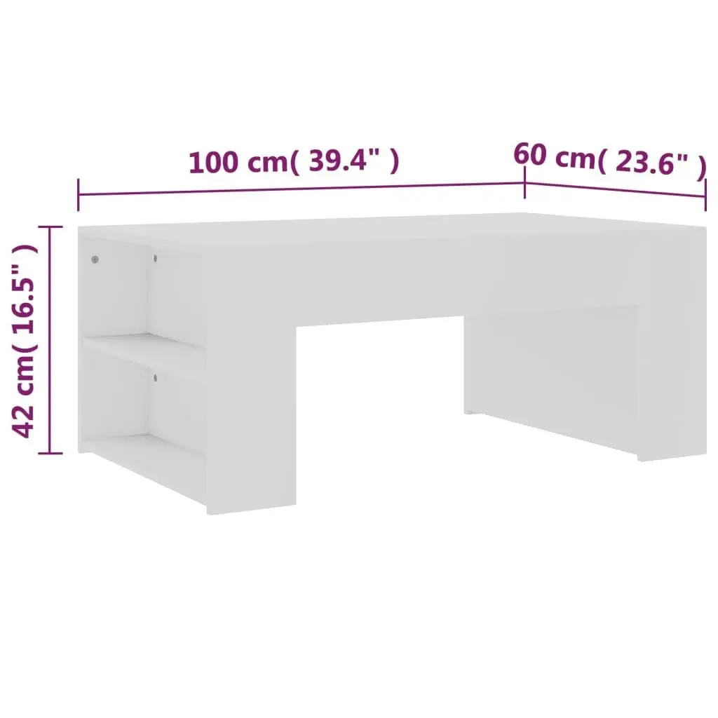 Coffee Table White 100x60x42 cm Engineered Wood 802111