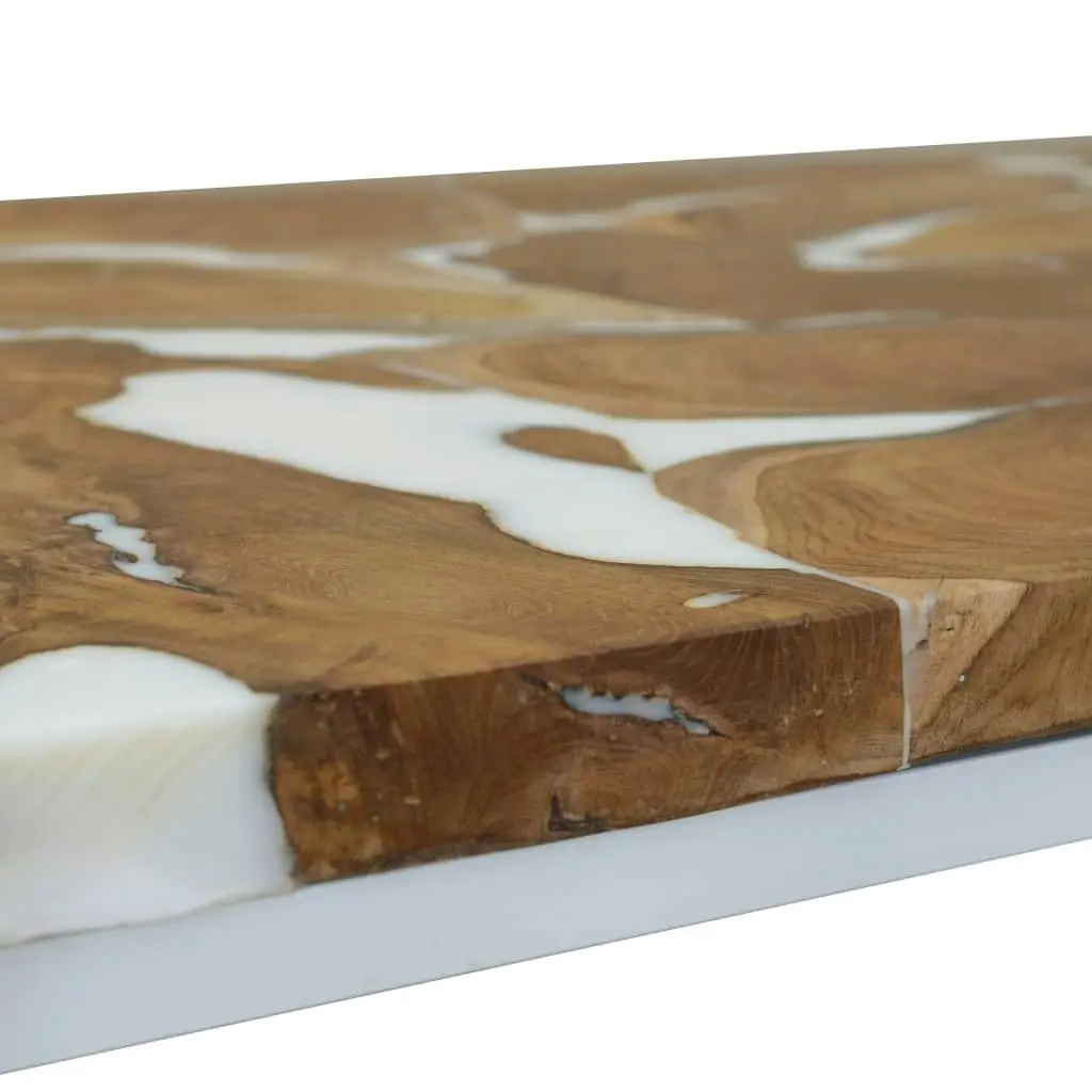 Coffee Table Teak Resin 110x60x40 cm White and Brown 244553