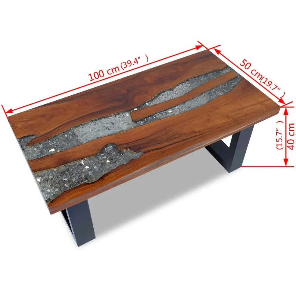 Coffee Table Teak Resin 100x50 cm 243467