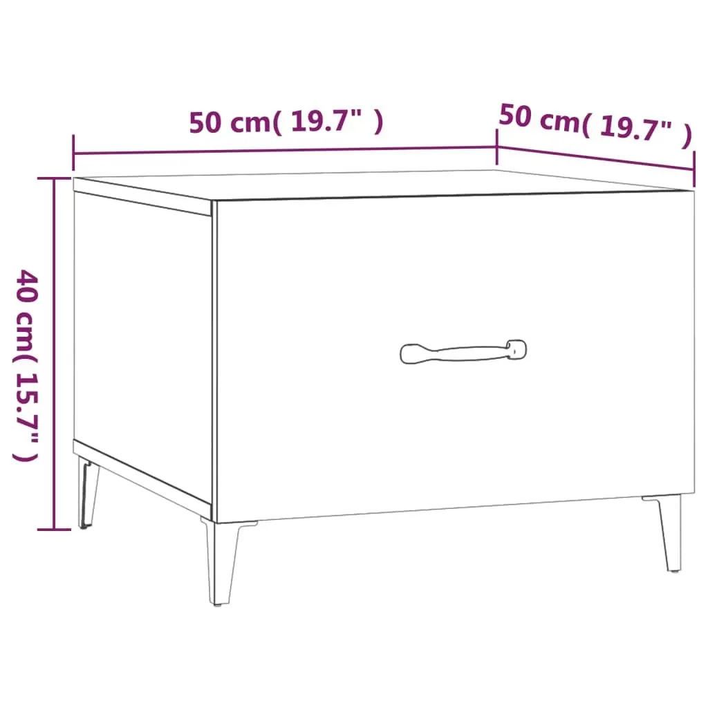 Coffee Tables with Metal Legs 2 pcs High Gloss White 50x50x40 cm 812739