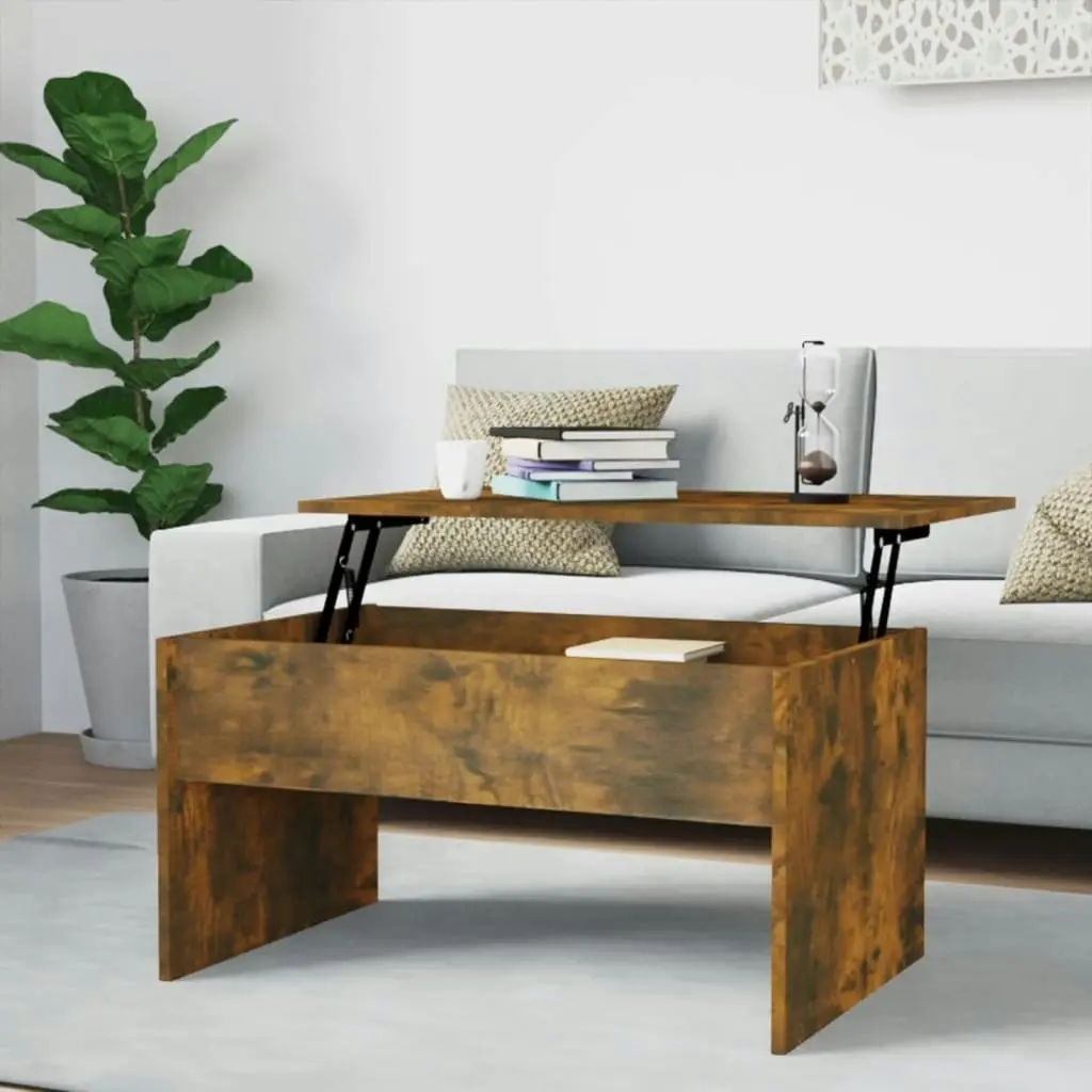 Coffee Table Smoked Oak 80x50.5x41.5 cm Engineered Wood 819287