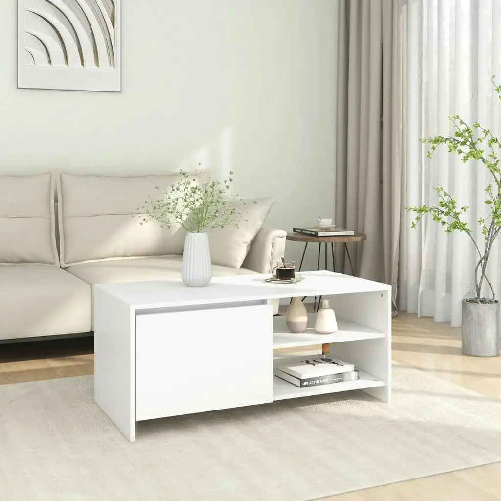 Coffee Table White 102x50x45 cm Engineered Wood 809827