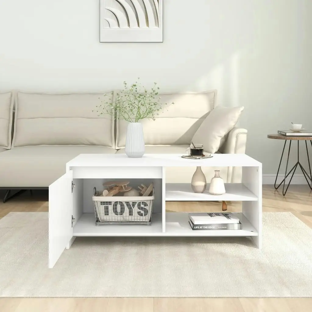 Coffee Table White 102x50x45 cm Engineered Wood 809827