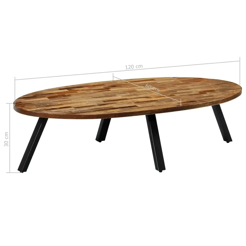 Coffee Table Solid Reclaimed Teak Oval 120x60x30 cm 245417