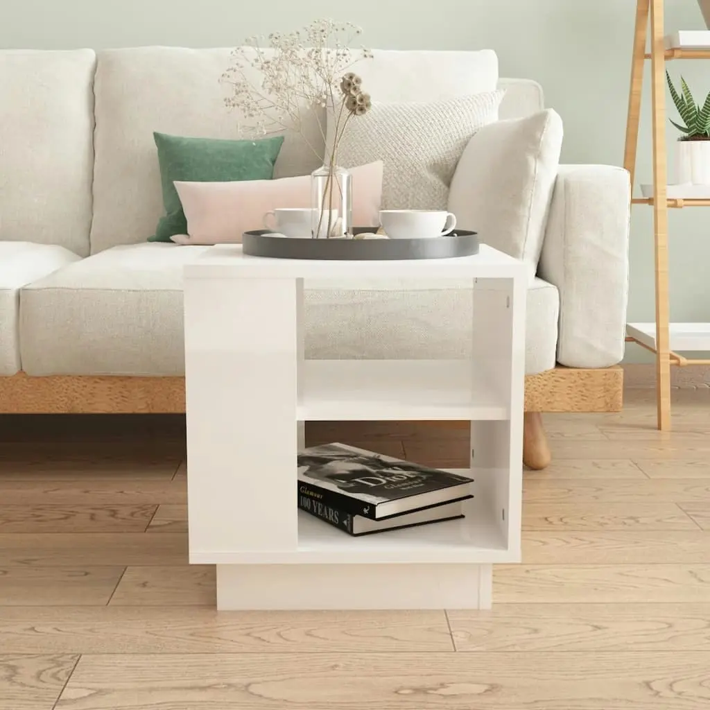 Coffee Table High Gloss White 40x40x43 cm Engineered Wood 810304