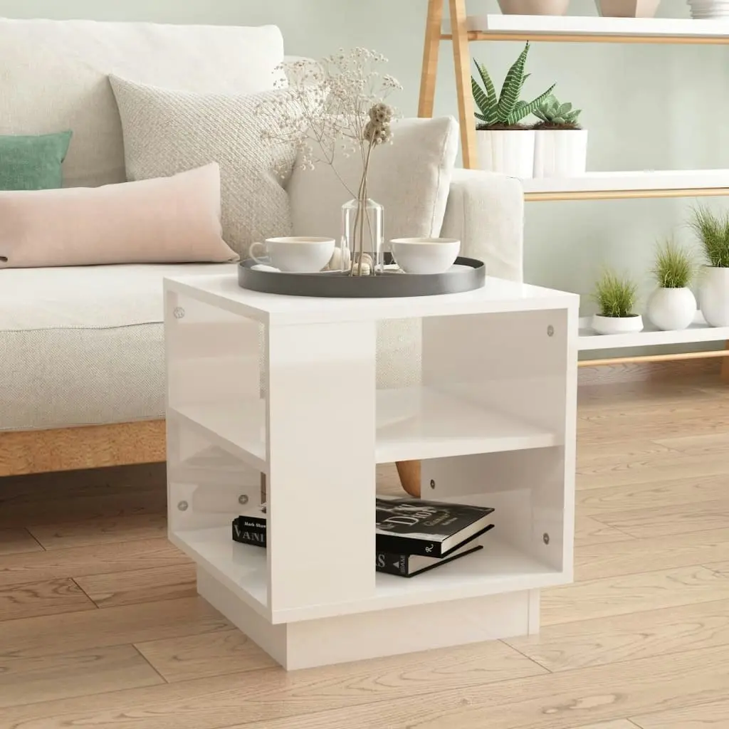 Coffee Table High Gloss White 40x40x43 cm Engineered Wood 810304