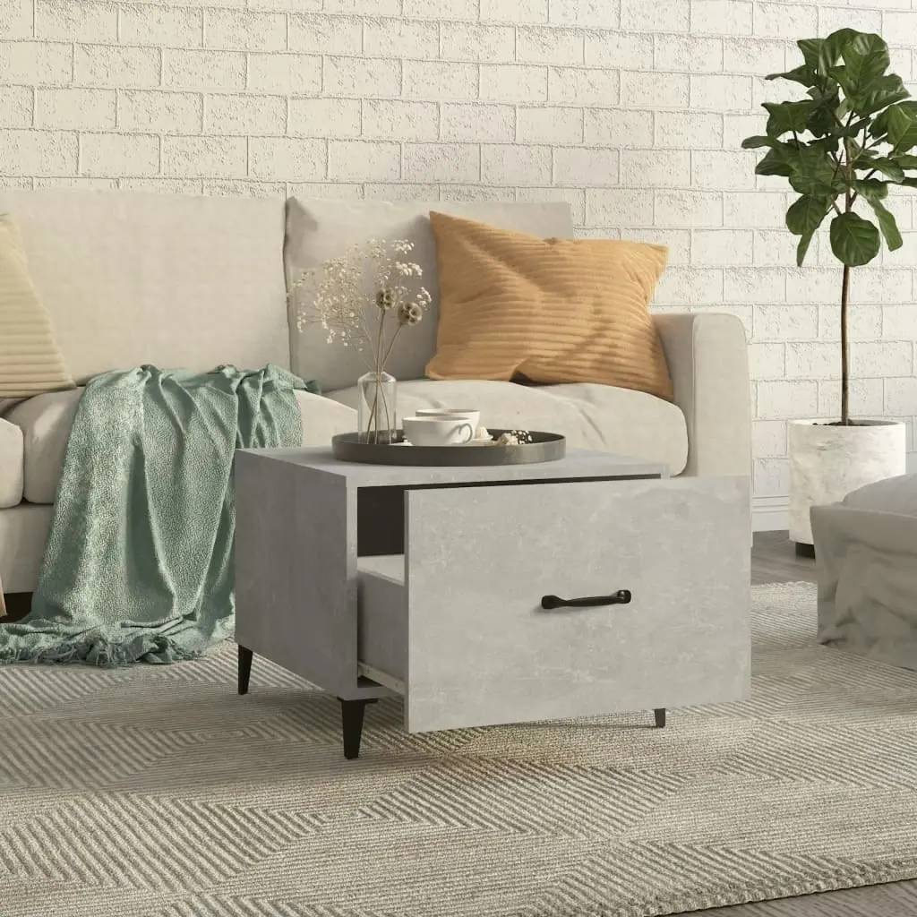 Coffee Table with Metal Legs 2 pcs Concrete Grey 50x50x40 cm 812735