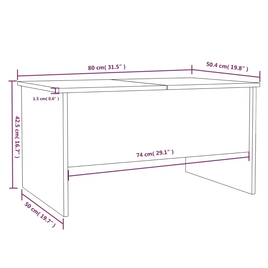 Coffee Table Grey Sonoma 80x50x42.5 cm Engineered Wood 819294