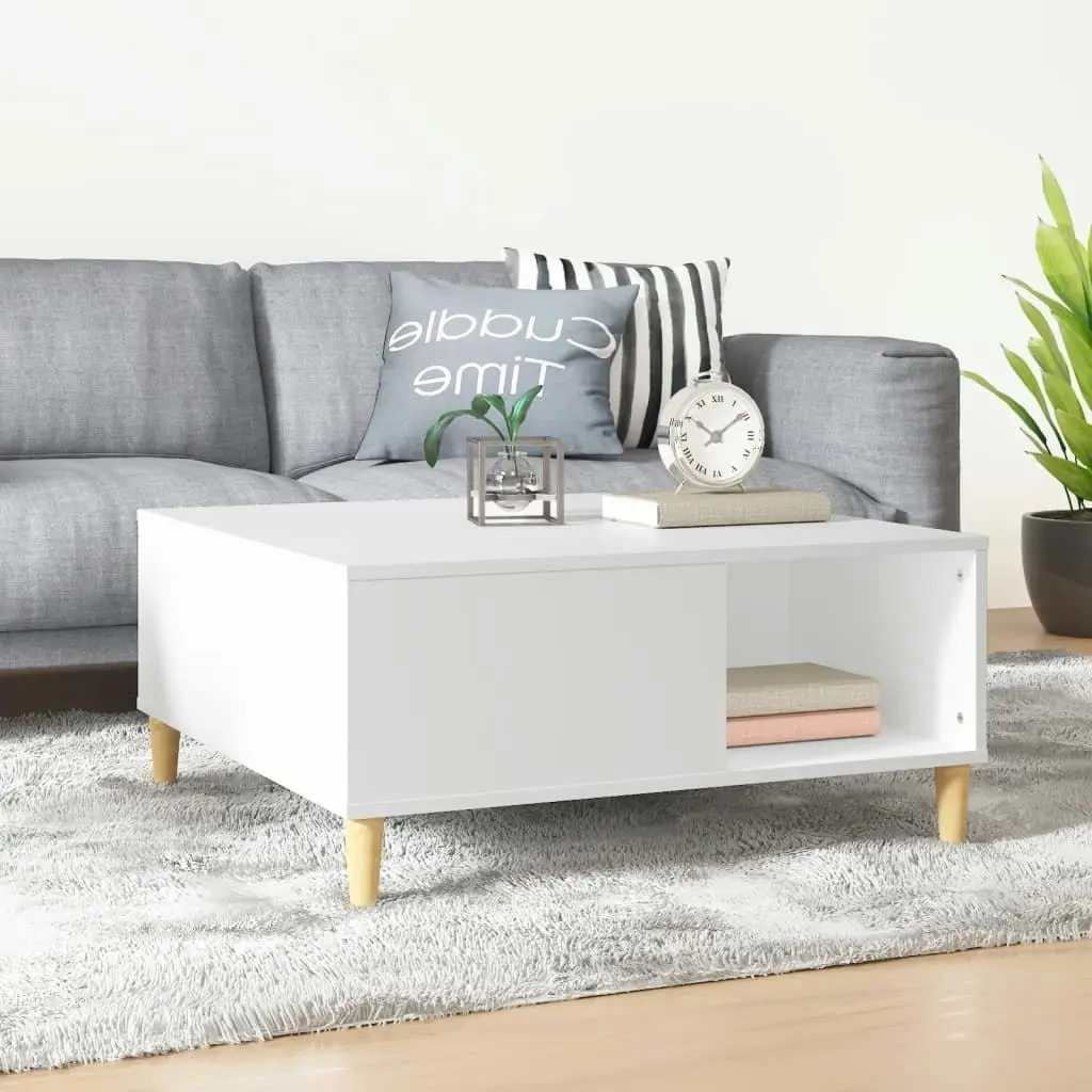 Coffee Table White 80x80x36.5 cm Engineered Wood 821092