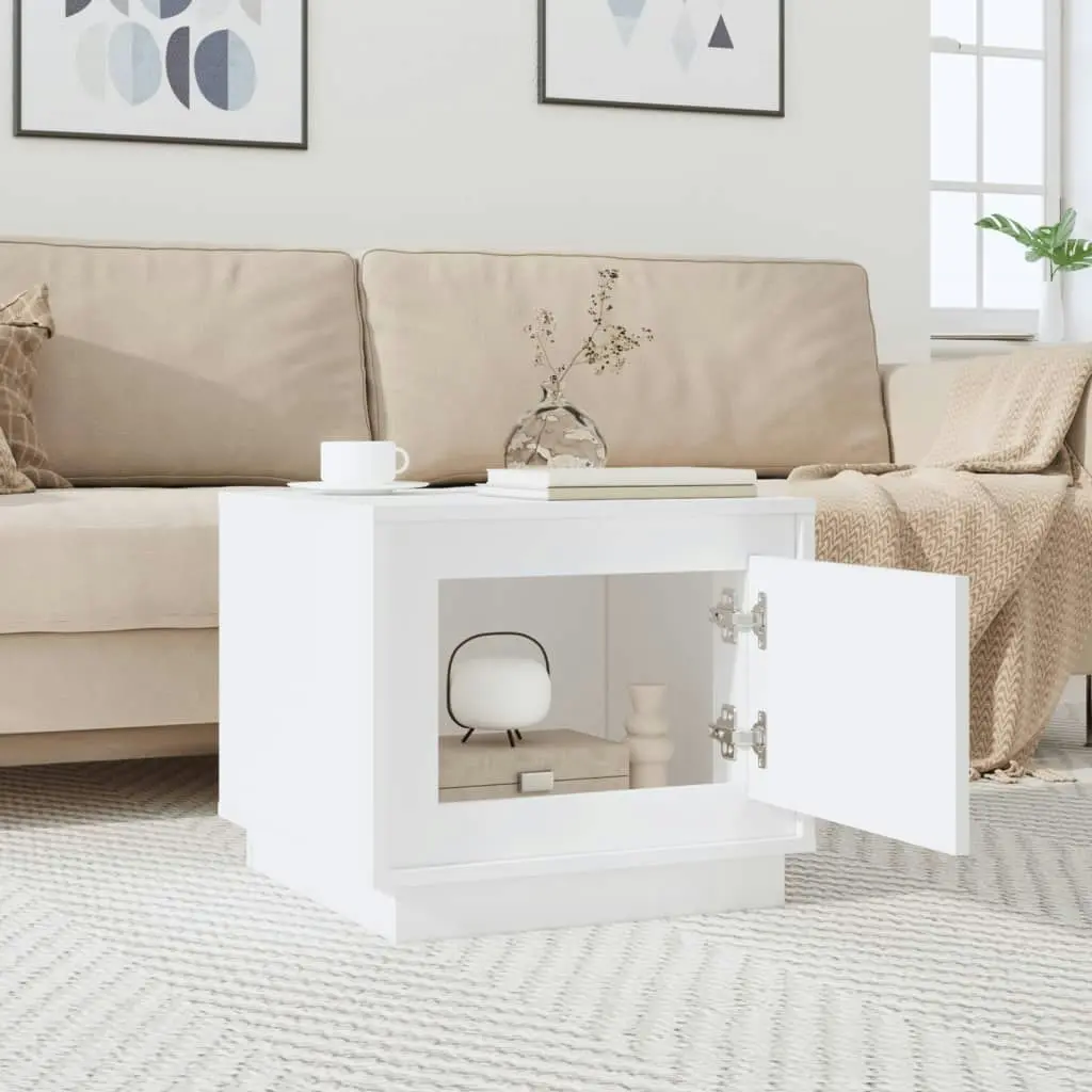 Coffee Table High Gloss White 51x50x44 cm Engineered Wood 819870