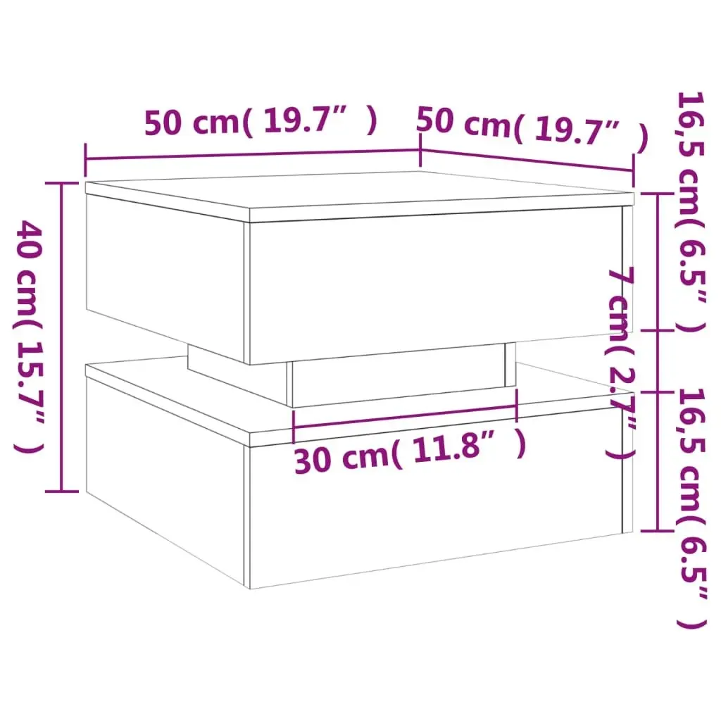 Coffee Table with LED Lights Black 50x50x40 cm 839855